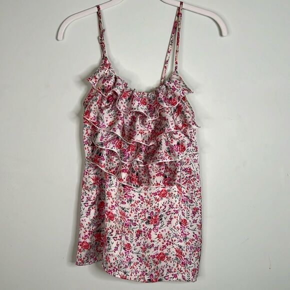 Floral Bib Tier Ruffle Tank Top Size Small Medium - Picture 1 of 13